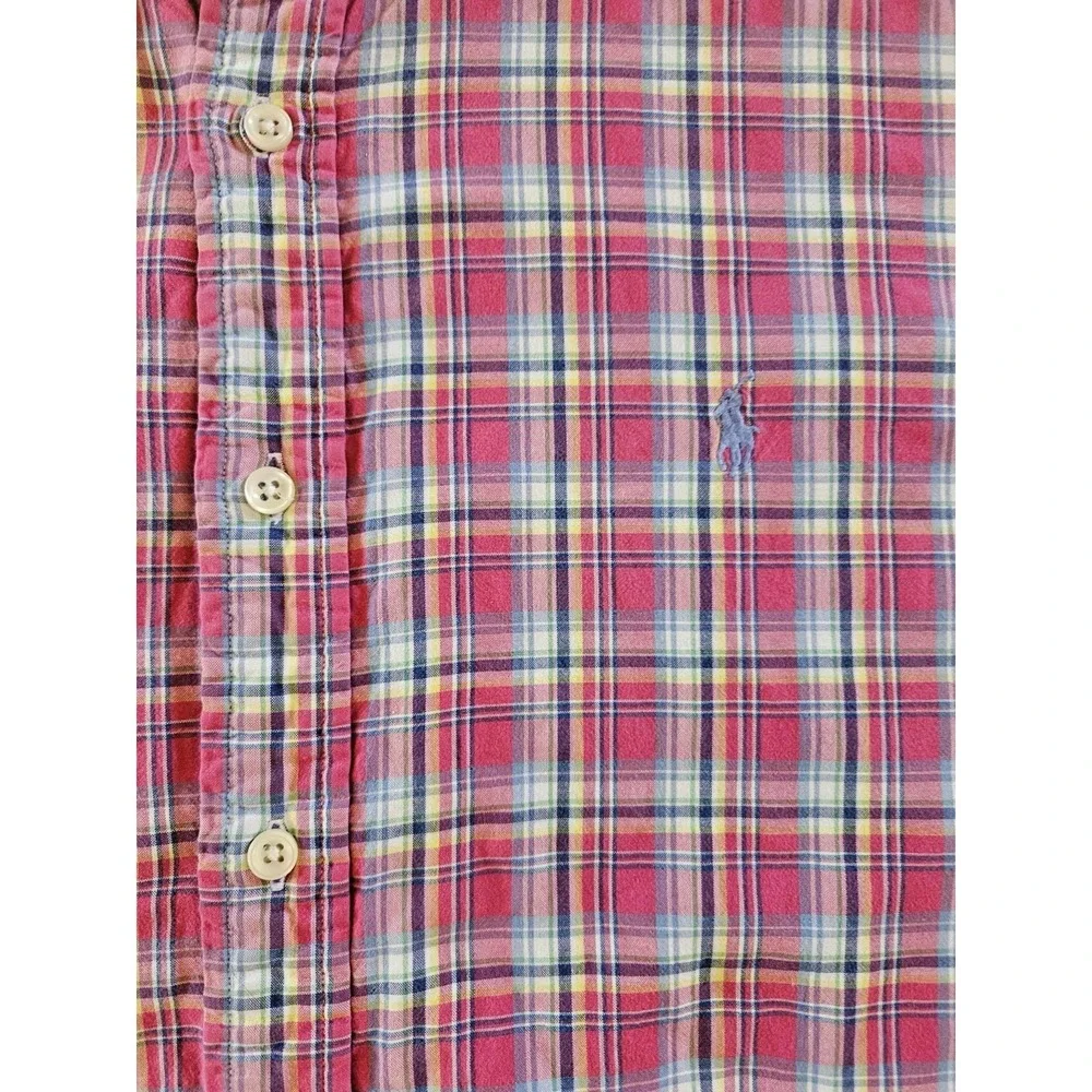 POLO RALPH LAUREN BUTTON SHIRT -XL- BURGUNDY RED BROWN WHITE CHECK‎ -BLUE PONY